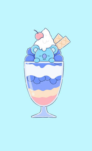 Koya BT21 iskrem bakgrunnsbilde — Galaxy Tab S9 FE Bakgrunner