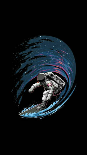 Bakgrunnsbilde med kul astronaut som surfer.