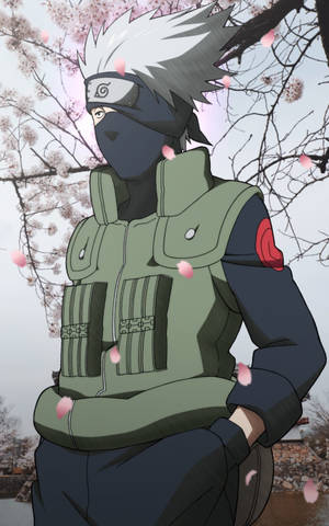 Kul Kakashi med kirsebærblomst — Xiaomi Pad Mini Bakgrunner