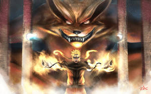 Kul Naruto med brennende Kurama