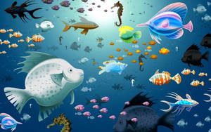 Bakgrunnsbilde med kult fiskekunstverk