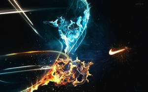 Kult Nike med røde og blå flammer