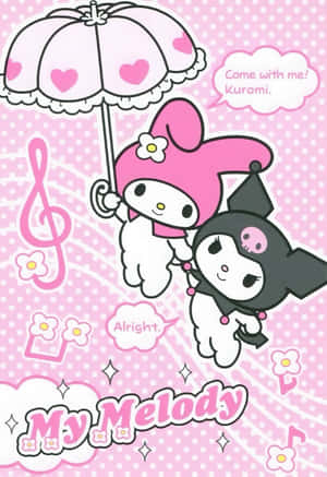 Kuromi og My Melody deler et øyeblikk sammen — Huawei Pura X Max Bakgrunner