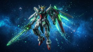 Gundam 00 Qan[T] i blå tåke, rolig og kraftfull sci-fi.