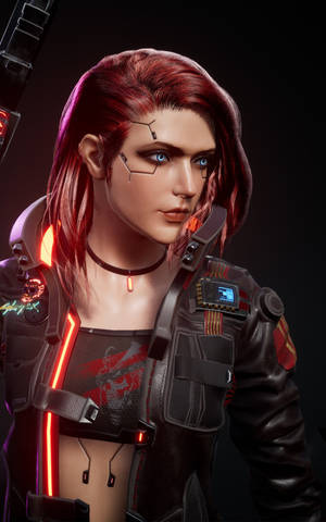 Kvinnelig Gjengmedlem I Cyberpunk For Android — Galaxy Tab S11 Bakgrunner