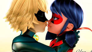 Ladybug og Cat Noir kysser animert bakgrunnsbilde — Marihøne og cat noir kysser Bakgrunner