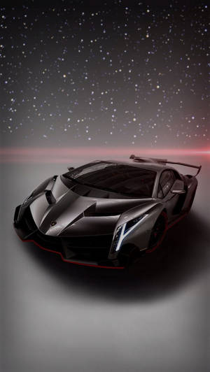 Lamborghini iPhone svart bil under stjernehimmel — Svart Bakgrunner