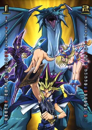 Legendarisk Yugioh Dark Magician i aksjon — iPhone Duo Bakgrunner