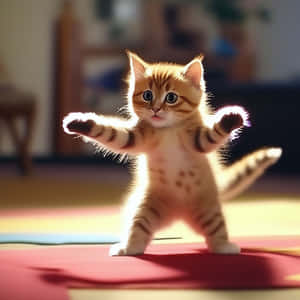 Leken kattunge danser i solfylt rom.jpg