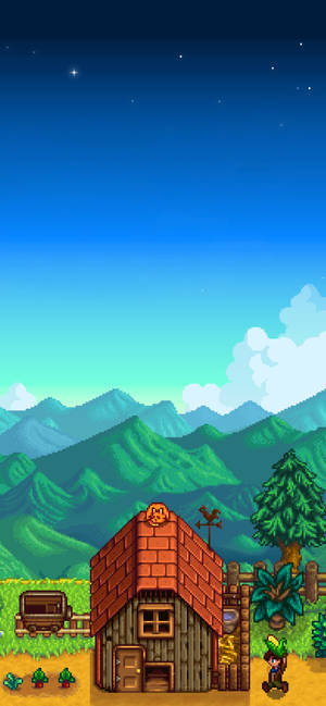 Stardew Valley 2D hus på gården bakgrunnsbilde — iPhone 17 Pro Bakgrunner