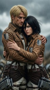 Følelsesladet bakgrunnsbilde av Levi og Mikasa fra Attack on Titan — Anime par GIF Bakgrunner