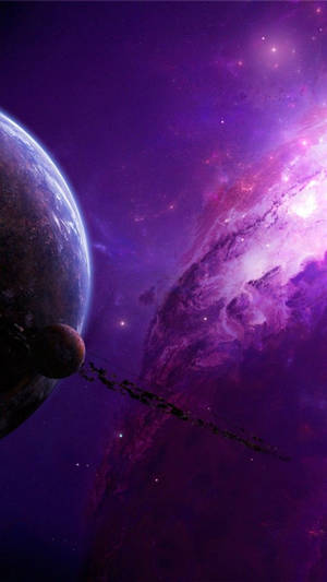Lilla galakse og planet i verdensrommet iPhone — Space iPhone Bakgrunner