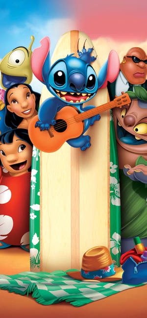 Lilo og Stitch figurer bakgrunnsbilde — iPhone 17 Pro Bakgrunner