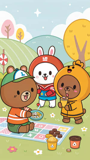 gruppe,valp,farger,kattunge,tegneserie,kjærlighet,vennskap,venner,poppy,blomst,line friends,merke,bakgrunn,line,vaskebjørn,panda,familie,rad,kunst,samling