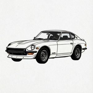 Minimal linjekunst av Datsun 240z — Pixel Watch 3 Bakgrunner