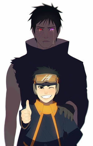 Voksen Obito bak en yngre Obito-bakgrunn. — Galaxy Tab S10 Ultra Bakgrunner