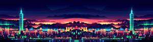 3840x1080 HD dobbeltskjerms bykunst