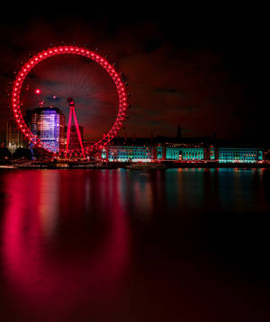 London Eye med sine vakre skinnende røde lys bakgrunnsbilde. — Galaxy Z Fold Bakgrunner