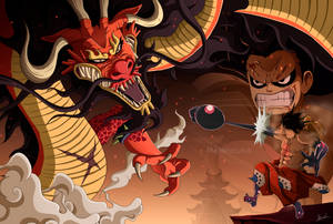 Luffy Gear 4 mot Kaido bakgrunnsbilde — Luffy gear 4 Bakgrunner