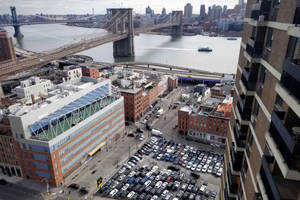 Luftfoto av South Street Seaport — Biler Bakgrunner