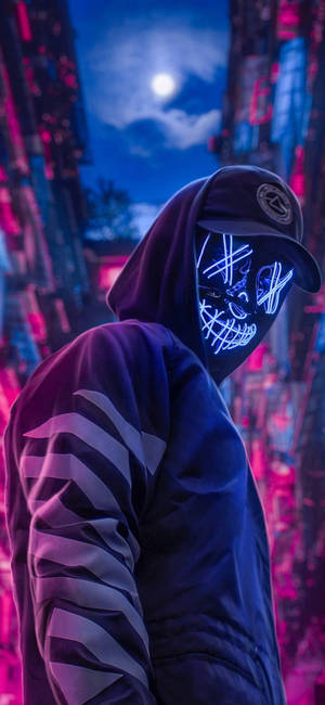 Bakgrunnsbilde med gutt i neongrønn maske. — ROG Phone 9 Bakgrunner