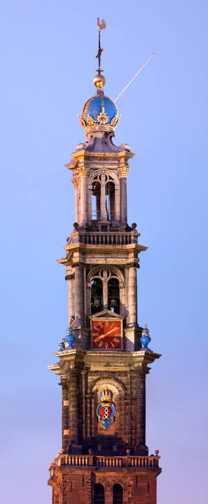 Bakgrunnsbilde med Amsterdams Westerkerk-tårns tårnspiss — Z Flip 5 Bakgrunner