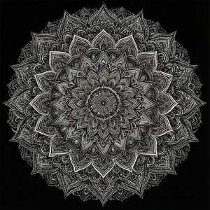 Intrikat svart-hvitt mandalamønster, symmetrisk og meditativt. — Pixel Watch 4 Bakgrunner