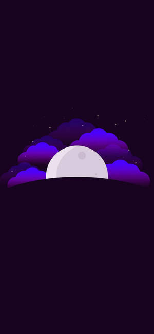 Måne lilla skyer minimalistisk Android — Galakse måne Bakgrunner