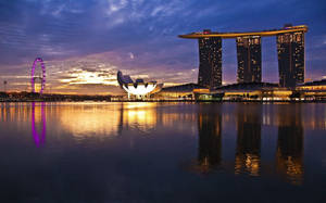 Marina Bay elv soloppgang bakgrunnsbilde