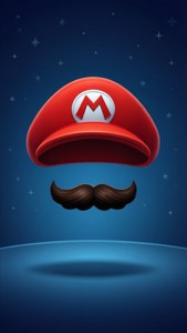 Minimalistisk abstrakt av Marios røde lue og bart. — Nintendo Bakgrunner