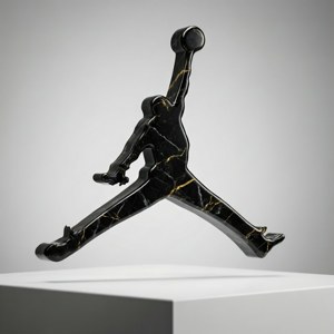 Luksuriøs 3D Jordan-logo i svart marmor med gullårer, studiobelyst. — Galaxy Watch Bakgrunner
