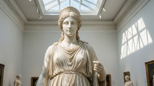En tidløs hvit marmorstatue i et galleri, som utstråler klassisk eleganse. — Hvit estetikk Bakgrunner