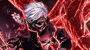 Maskegutt Kaneki Anime Kunst Rød Energi — Anime Bakgrunner