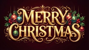 Anime-stil 'God Jul'-tekst med pynt