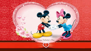 Mickey og Minnie Mouse i en hjerteformet ramme — Søt valentinsdag Bakgrunner
