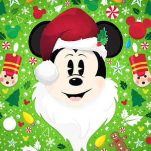 mikke mus med nisselue og julepynt — Disney jul Bakgrunner