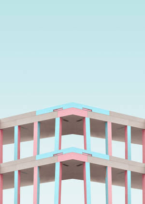 Minimalistisk arkitektur bakgrunnsbilde av pastellblå og rosa bygning — OnePlus Pad 3 Bakgrunner