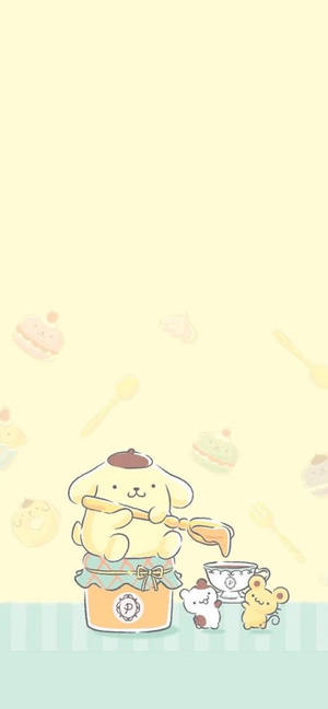 Minimalistisk Pompompurin Kunst bakgrunnsbilde — iPhone 18 Bakgrunner