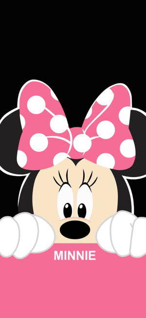 Bakgrunnsbilde av Minnie Mouse som titter frem bak en vegg — iPhone 12 Pro Max Bakgrunner
