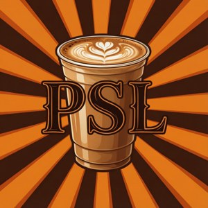 Grafisk design med pumpkin spice latte kopp og PSL-tekst — Huawei nova Flip S Bakgrunner