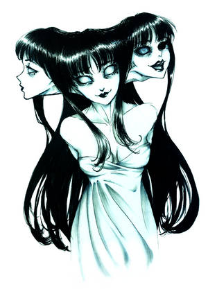 Mørk anime Tomie med tre hoder bakgrunnsbilde — Mørk anime GIF Bakgrunner