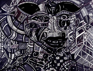 Mørkt trippy abstrakt ansikt — Mørk trippy Bakgrunner
