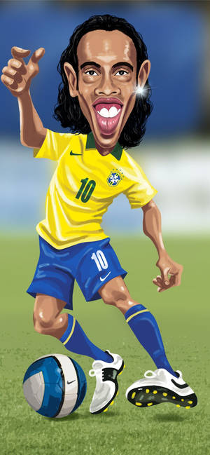 Bakgrunnsbilde morsom Ronaldinho-karikatur — iPhone 17 Pro Max Bakgrunner