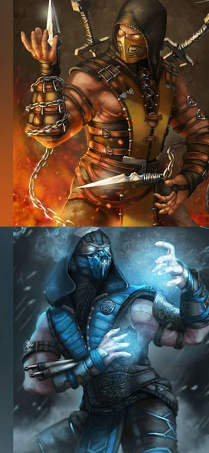 Mortal Kombat Scorpion vs Sub Zero Telefon — iPhone 16 Pro Max Bakgrunner