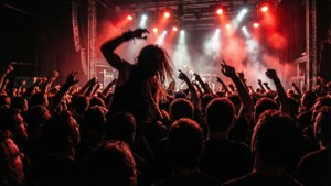 Emo-estetisk konsert mosh pit med rød og svart belysning. — Emo estetikk Bakgrunner