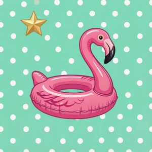 Myntgrønn preppy-bakgrunn med prikker og flamingo-flåte — Pixel Watch Bakgrunner