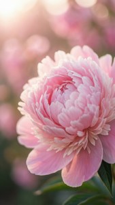 En lyserød estetisk peonblomst med myk bokeh-bakgrunn. — Lyserosa estetikk Bakgrunner