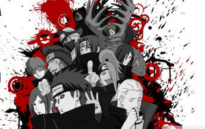 Naruto-karakterer Akatsuki gråskala bakgrunnsbilde — Naruto estetikk Bakgrunner