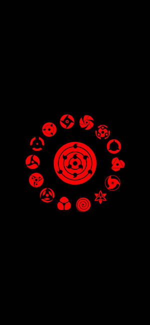 Naruto Sharingan-symboler iPhone bakgrunnsbilde — iPhone 18 Pro Max Bakgrunner