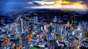 Kuala Lumpur bybilde med filtrerte effekter bakgrunnsbilde